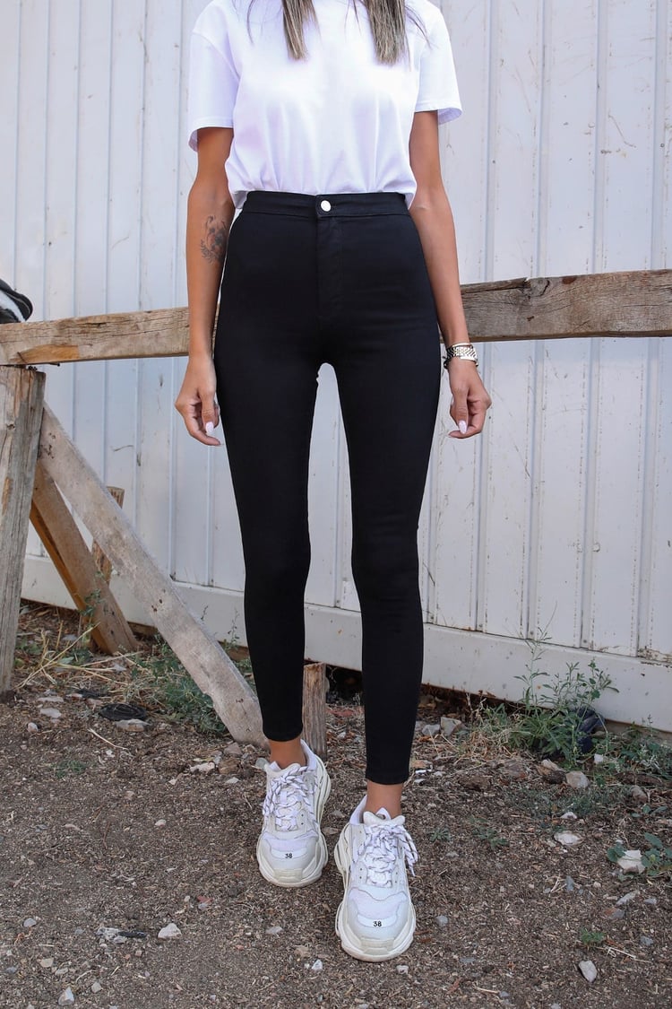 Siyah Yüksek Bel Skinny Jean