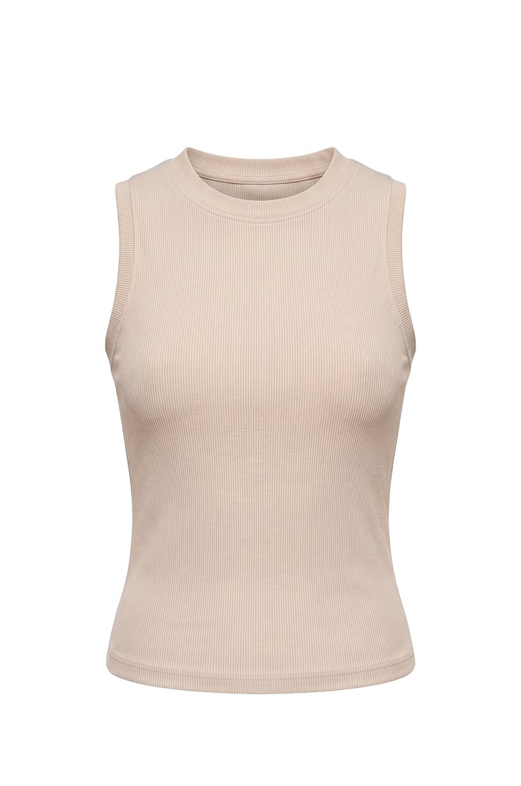 Taş Rengi Halter Yaka Fitilli Atlet