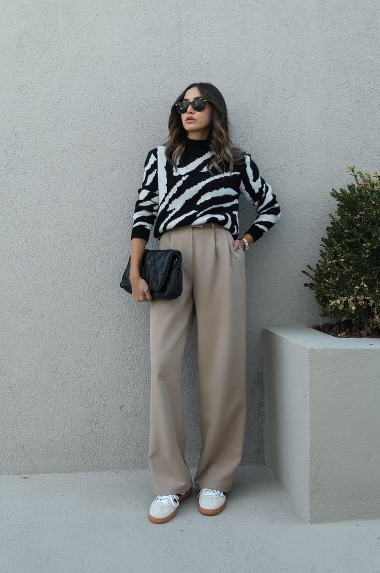 Vizon Pleated Palazzo Pantolon