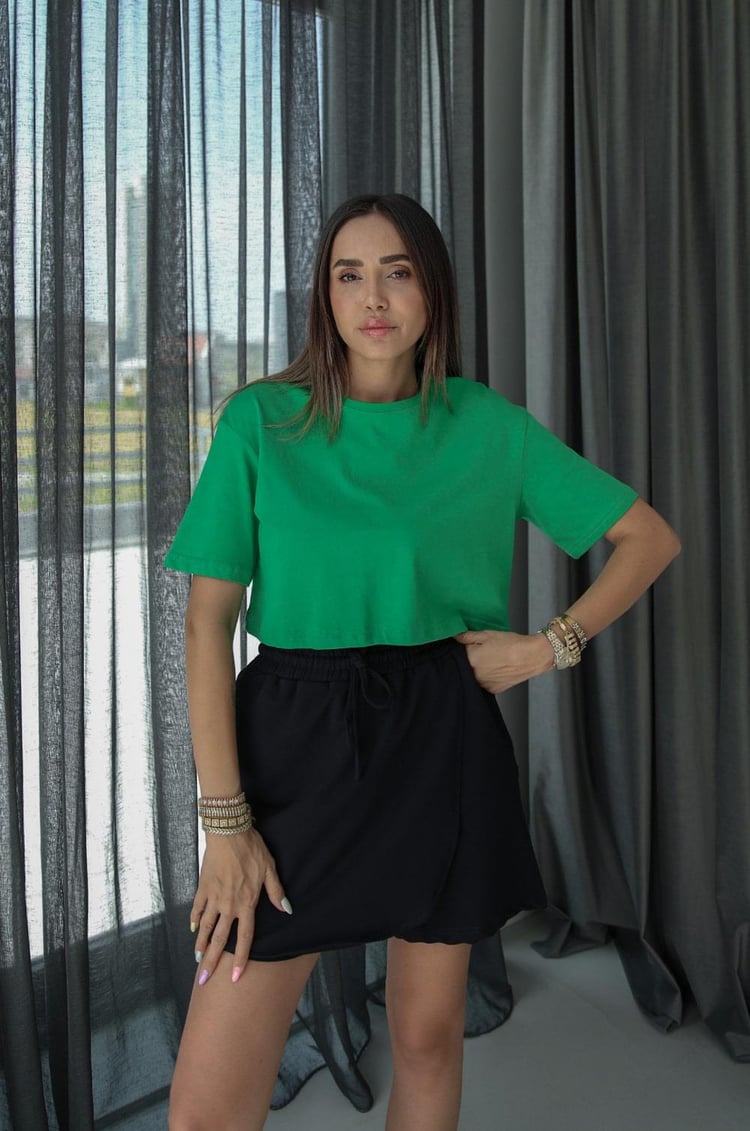 Yeşil Kısa Basic Tişört