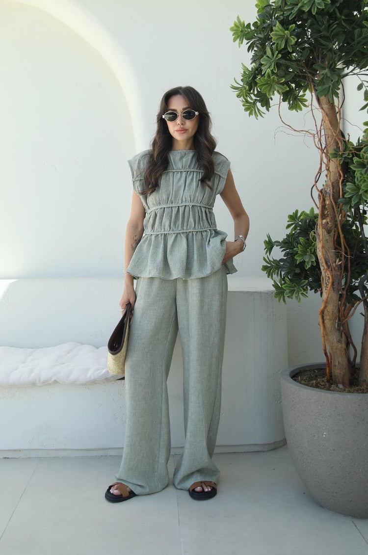 Yeşil Layer Bluz Pantolon Takım