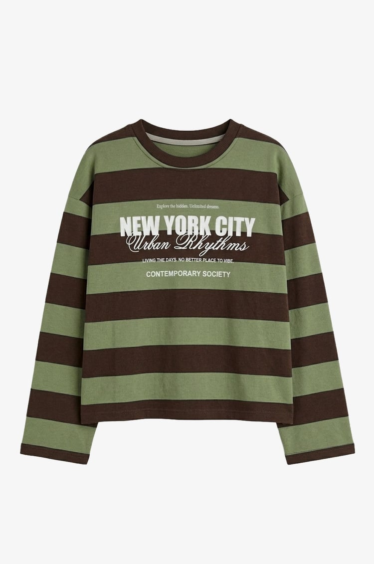Yeşil New York City Baskılı Sweatshirt