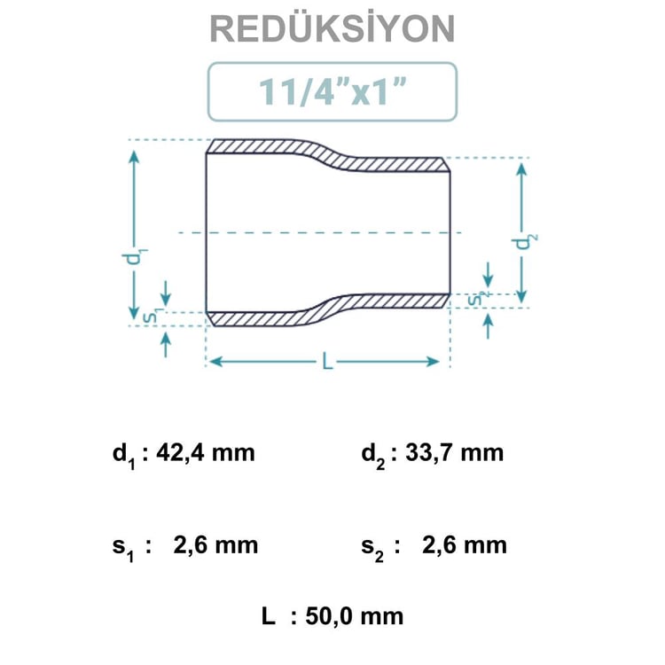 11/4x1 Konsantrik Patent Redüksiyon
