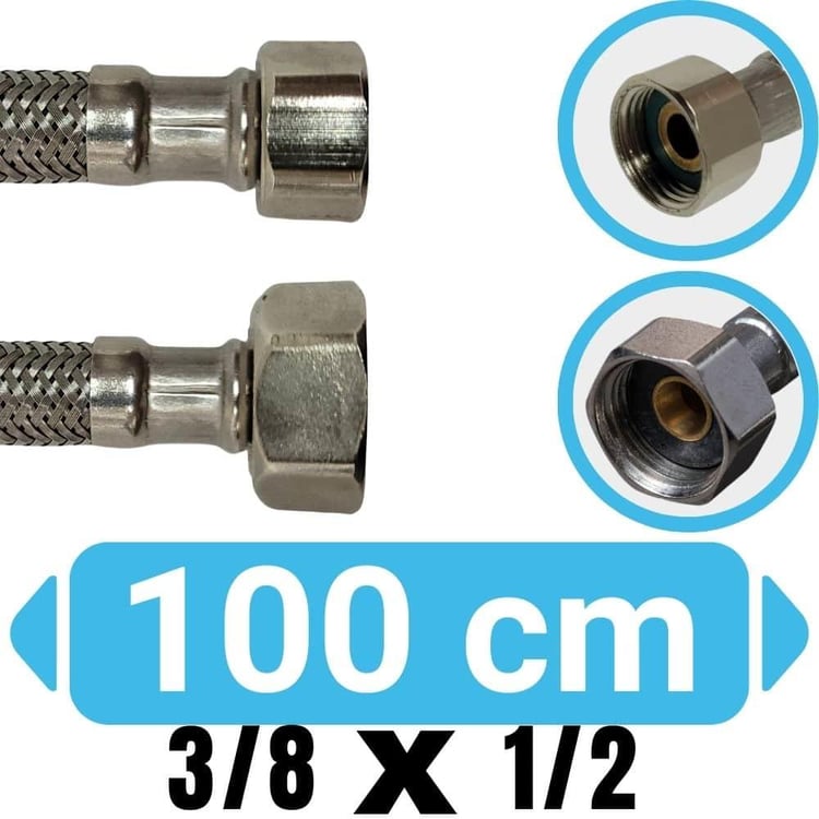 3/8x1/2-100 cm Su Bağlantı Flex Hortumu