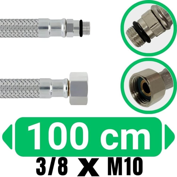 3/8xM10 Kısa-100 cm Batarya Bağlantı Flex Hortumu