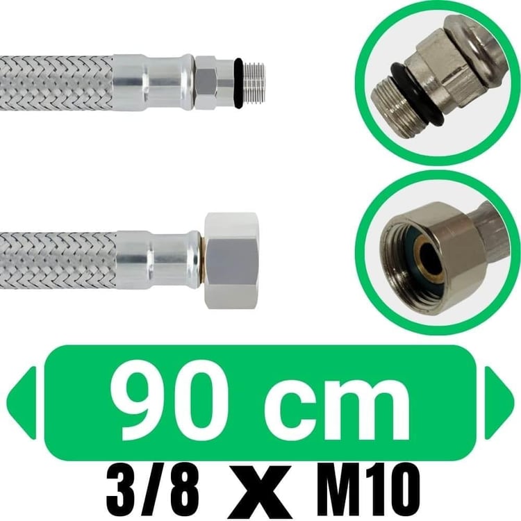 3/8xM10 Kısa-90 cm Batarya Bağlantı Flex Hortumu