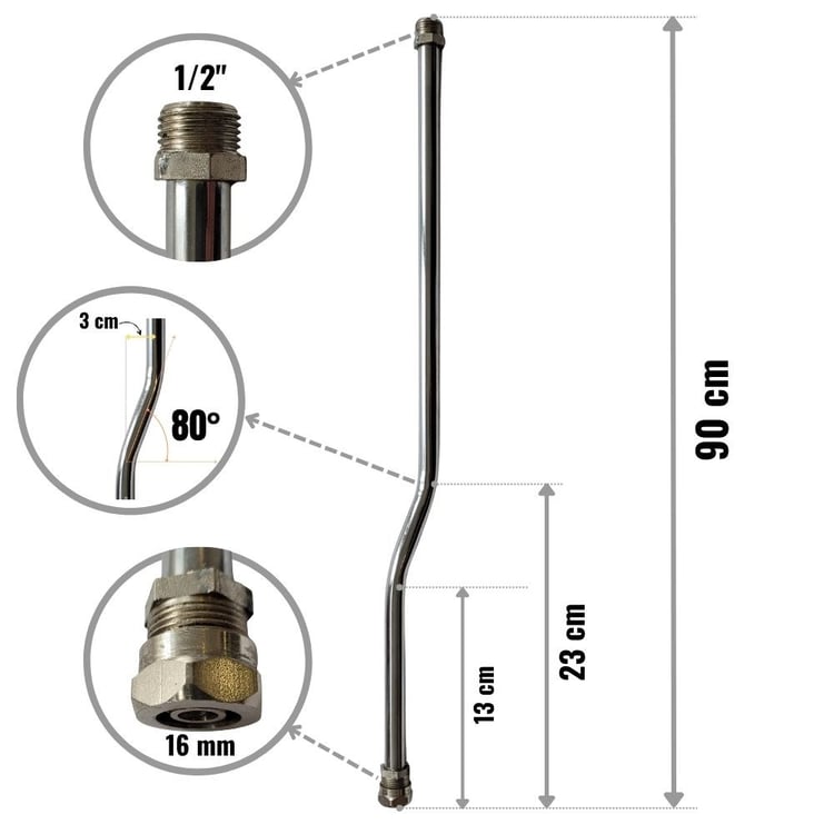 90 cm Radyatör Bağlantı Borusu Esli 1/2x16mm