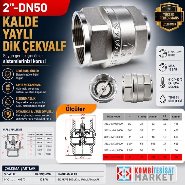 DN50-2 Kalde Yaylı Dik Çekvalf