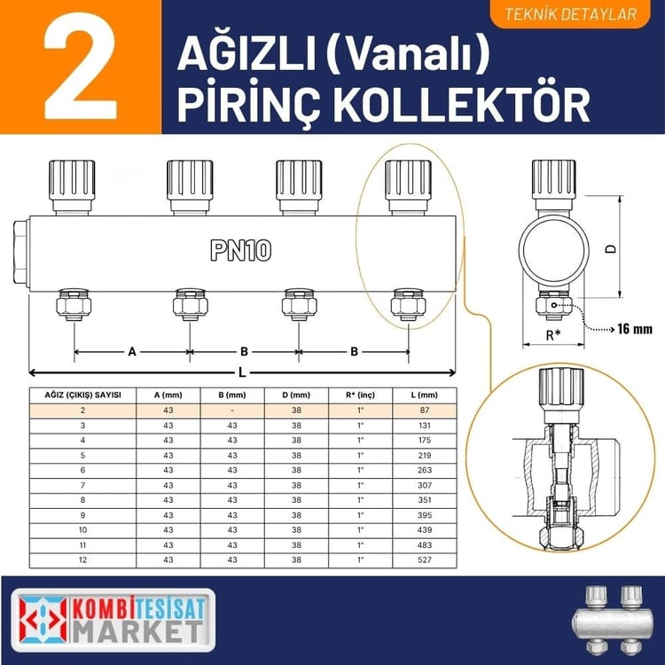Kalde Kendinden Vanalı Kollektör 1- Kırmızı - 2 Delikli I Ağızlı