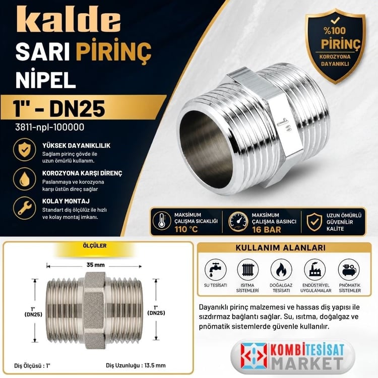 Kalde Sarı Pirinç Nipel-1