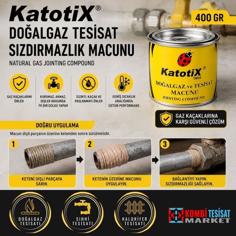 Katotix Doğalgaz Tesisat Sızdırmazlık Macunu 400 gr