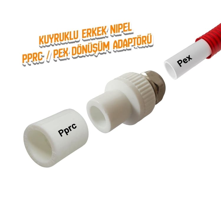 Kuyruklu Erkek Nipel Pe-x Pprc Bağlantı Adaptörü 20x16mm