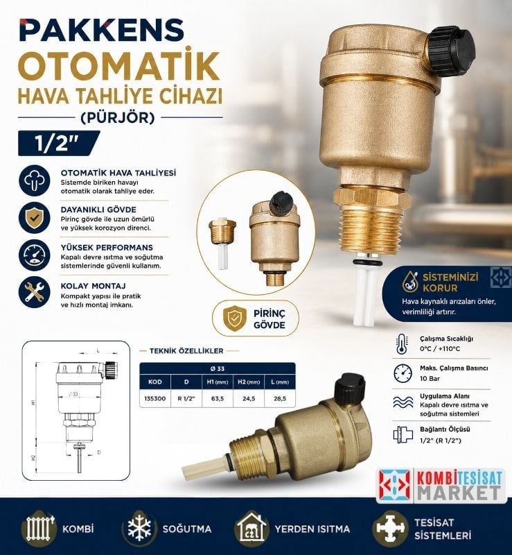 Pakkens Otomatik Hava Tahliye Cihazı (Pürjör)-1/2