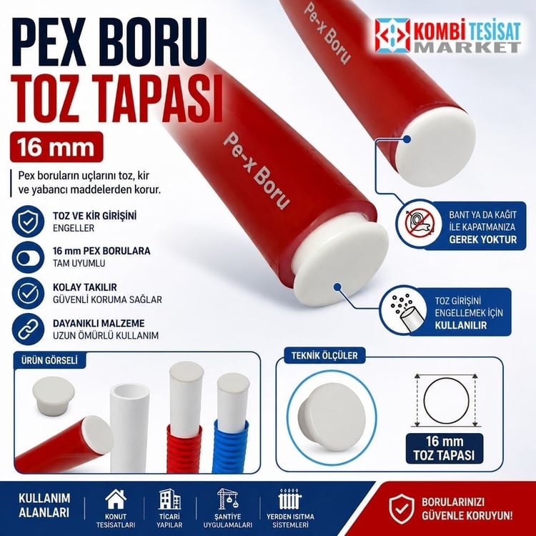 Pex Boru Toz Tapası 16 mm