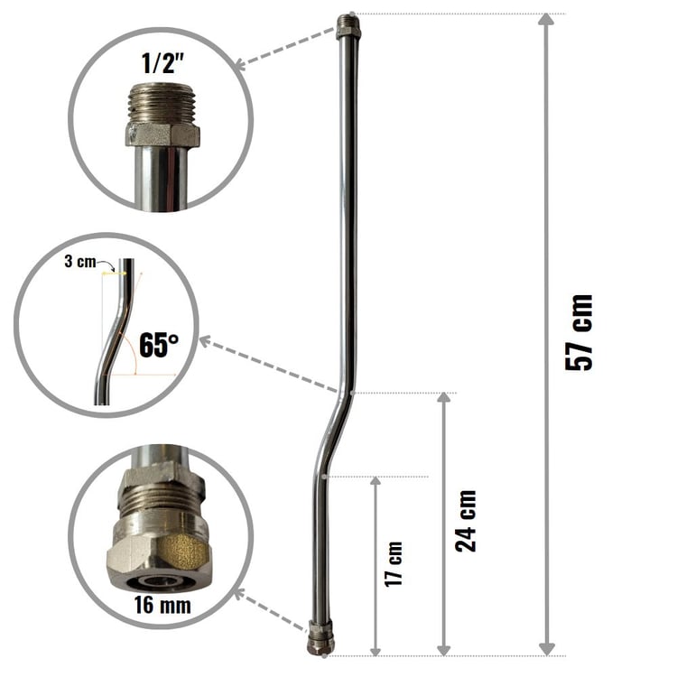60 cm Radyatör Bağlantı Borusu Esli 1/2x16mm