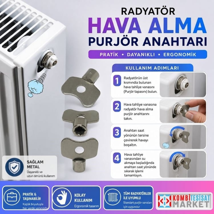 Radyatör Hava Alma Purjör Anahtarı