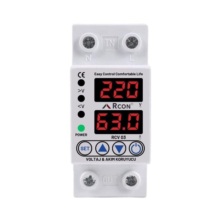 Rcon RCV 03 Akım ve Voltaj Korumalı Monofaze 63A Sigorta