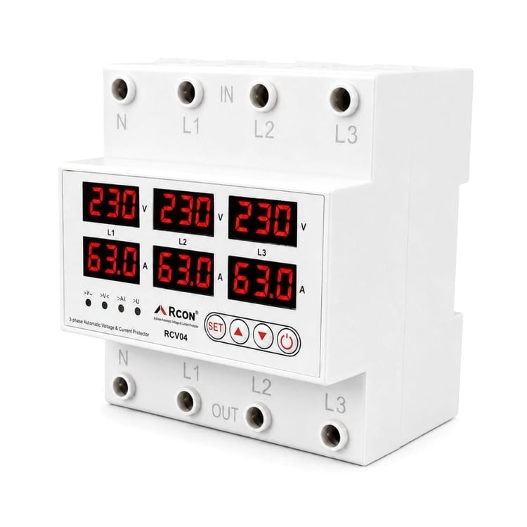 Rcon RCV04 Trifaze Akım ve Voltaj Korumalı Sigorta 63A