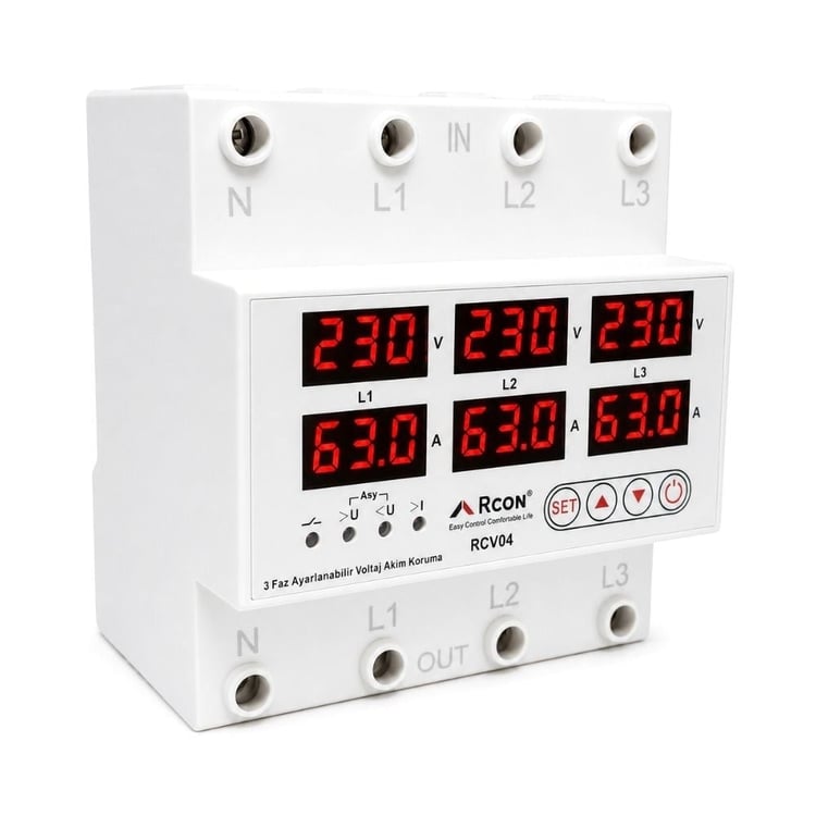 Rcon RCV04 Trifaze Akım ve Voltaj Korumalı Sigorta 63A