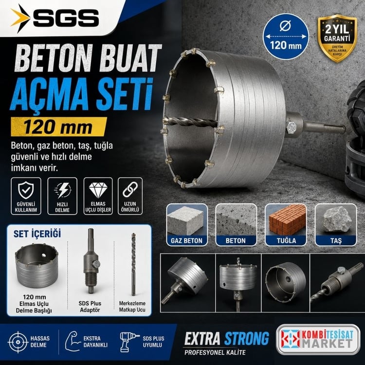 SGS Elmas Uçlu Beton Delme Seti 120 mm