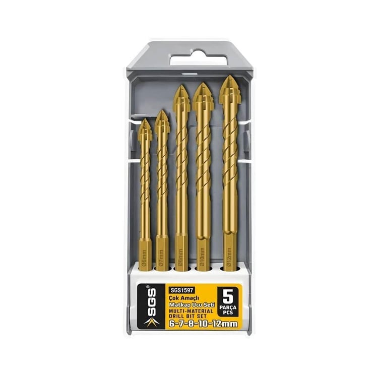 SGS Mızrak Başlı Matkap Ucu Seti 5 Parça Çok Amaçlı 6-7-8-10-12 mm
