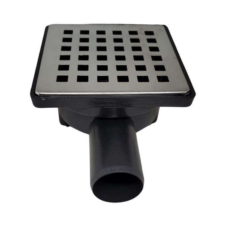 BANYO AKSESUARLARI-Diğer-10x10 cm Yer Süzgeci 32 mm Yandan Çıkışlı Paslanmaz Izgaralı-sifonyc-032100100