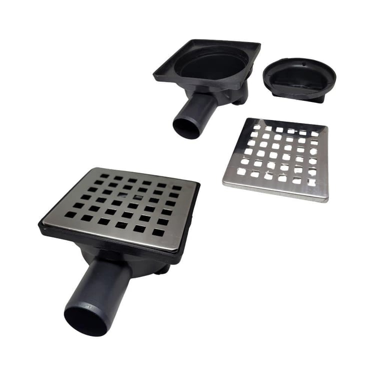 BANYO AKSESUARLARI-Diğer-10x10 cm Yer Süzgeci 32 mm Yandan Çıkışlı Paslanmaz Izgaralı-sifonyc-032100100