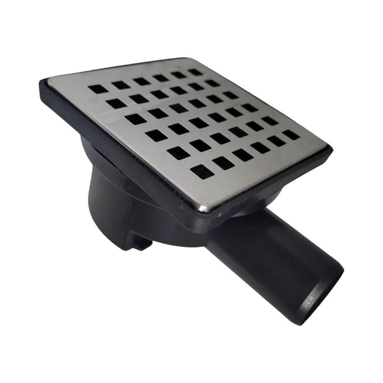 BANYO AKSESUARLARI-Diğer-10x10 cm Yer Süzgeci 32 mm Yandan Çıkışlı Paslanmaz Izgaralı-sifonyc-032100100