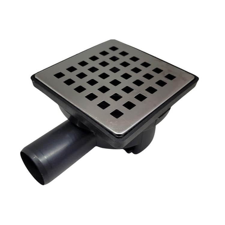 BANYO AKSESUARLARI-Diğer-10x10 cm Yer Süzgeci 32 mm Yandan Çıkışlı Paslanmaz Izgaralı-sifonyc-032100100