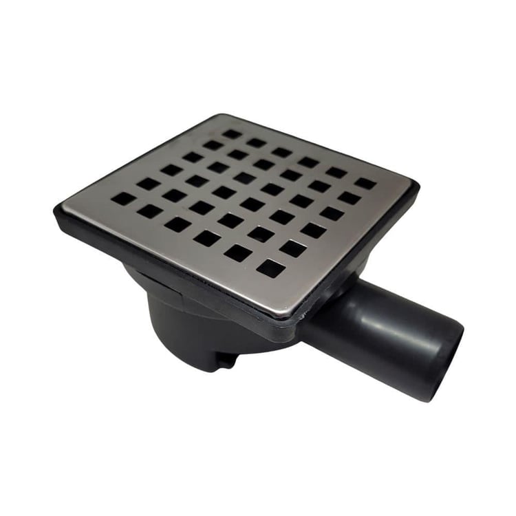 BANYO AKSESUARLARI-Diğer-10x10 cm Yer Süzgeci 32 mm Yandan Çıkışlı Paslanmaz Izgaralı-sifonyc-032100100