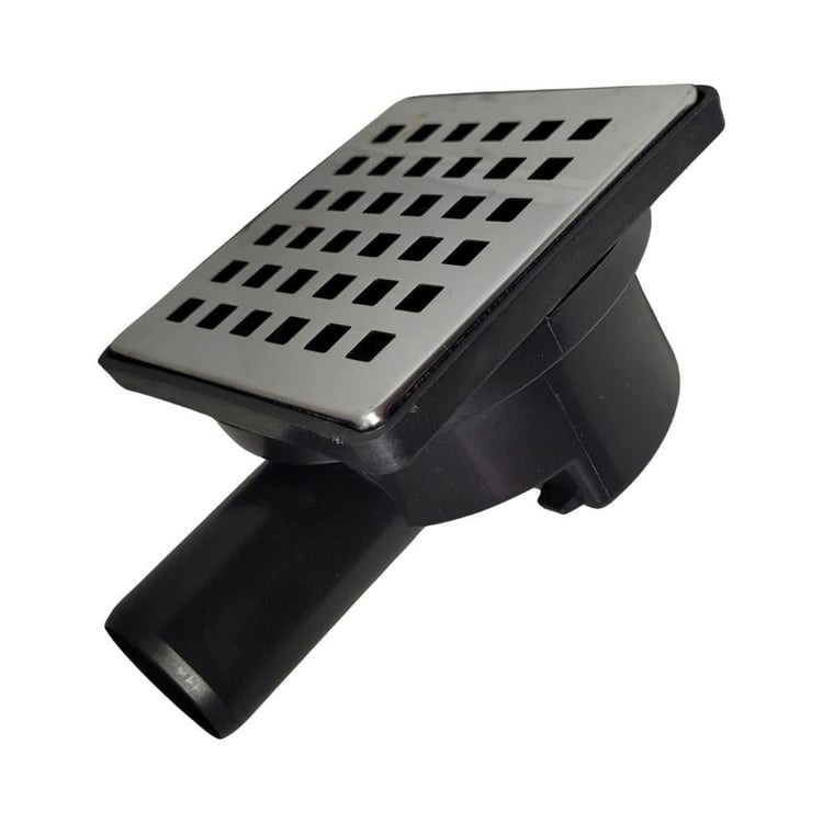 BANYO AKSESUARLARI-Diğer-10x10 cm Yer Süzgeci 32 mm Yandan Çıkışlı Paslanmaz Izgaralı-sifonyc-032100100
