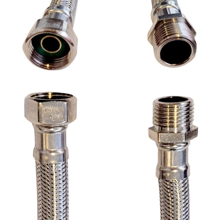 tf-1212050-1/2x1/2-50 cm Şofben Termosifon Paslanmaz Çelik Su Bağlantı Flex Hortumu 12x16 mm