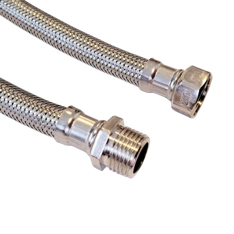 tf-1212050-1/2x1/2-50 cm Şofben Termosifon Paslanmaz Çelik Su Bağlantı Flex Hortumu 12x16 mm