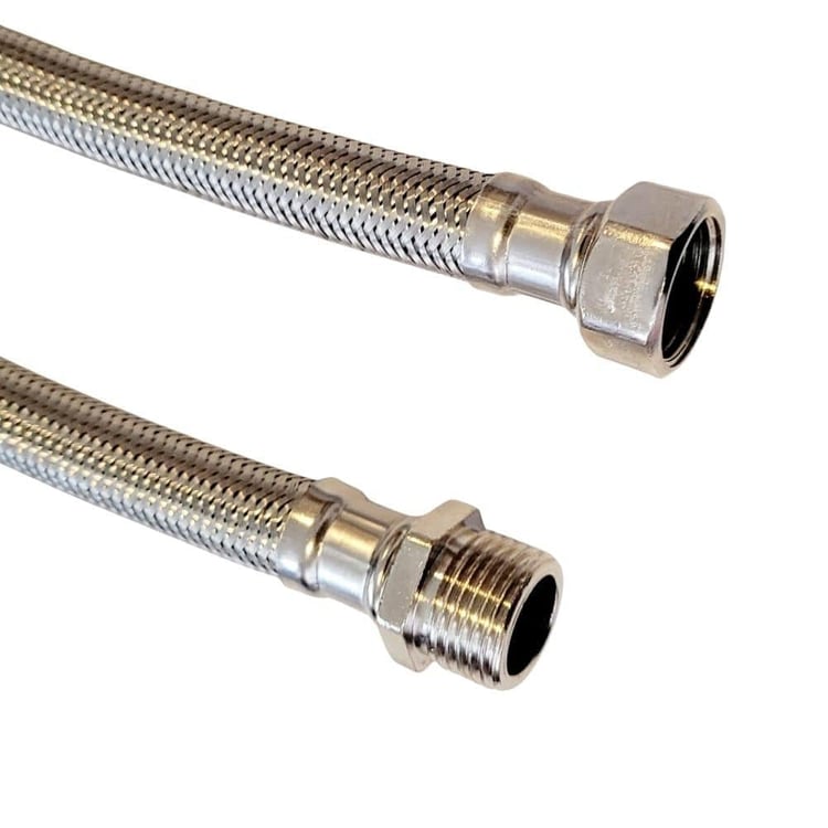 tf-1212070-1/2x1/2-70 cm Şofben Termosifon Paslanmaz Çelik Su Bağlantı Flex Hortumu 12x16 mm