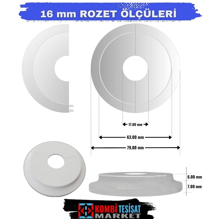 rozet-b16-16 mm Beyaz Boru Gizleme Rozeti