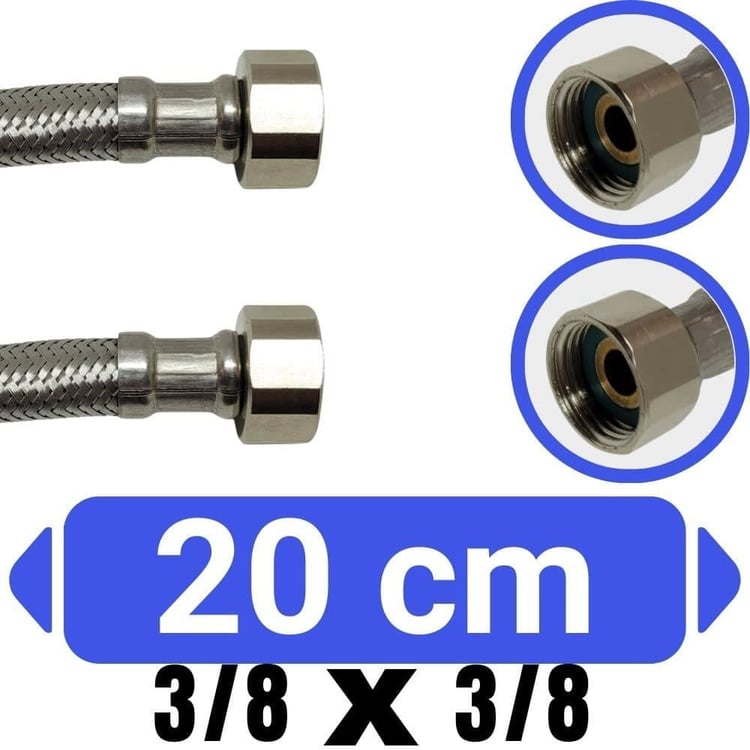 Su Flex Hortumları-Diğer-3/8x3/8-20 cm Su Bağlantı Flex Hortumu-sf-3838020