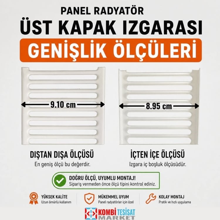 vrpan-iz500-50 cm x 9 cm Panel Radyatör Üst Kapak Izgara Tip 22