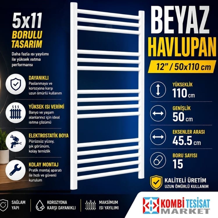 thav511b-5x11 Beyaz Havlupan 50x110 cm