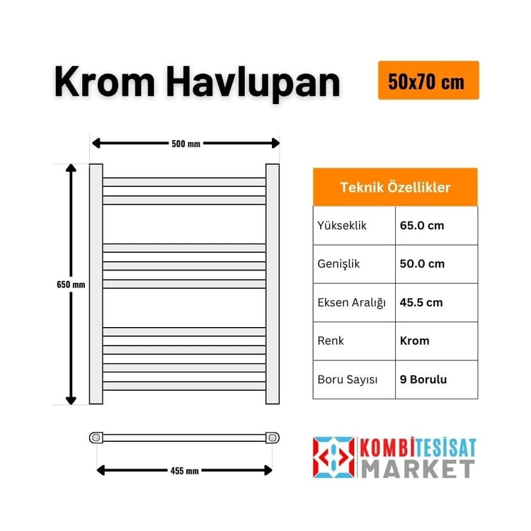 fhav507k-5x7 Krom Havlupan 500x650 mm