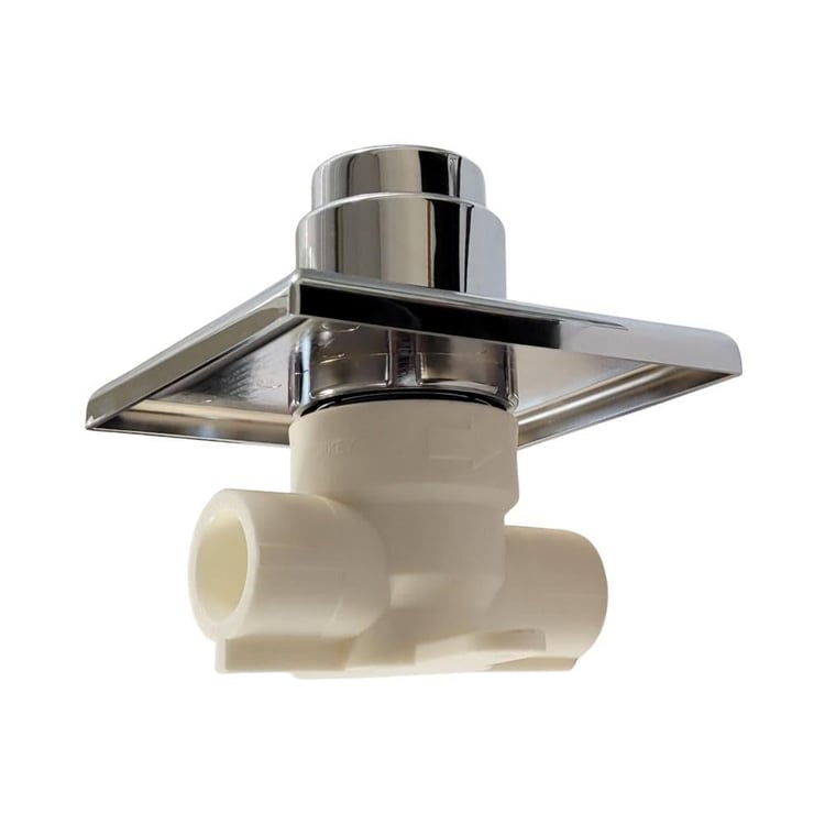basvana2501-Ankastre 25 mm Bas Bırak Vana Krom Başlıklı Kare Rozetli