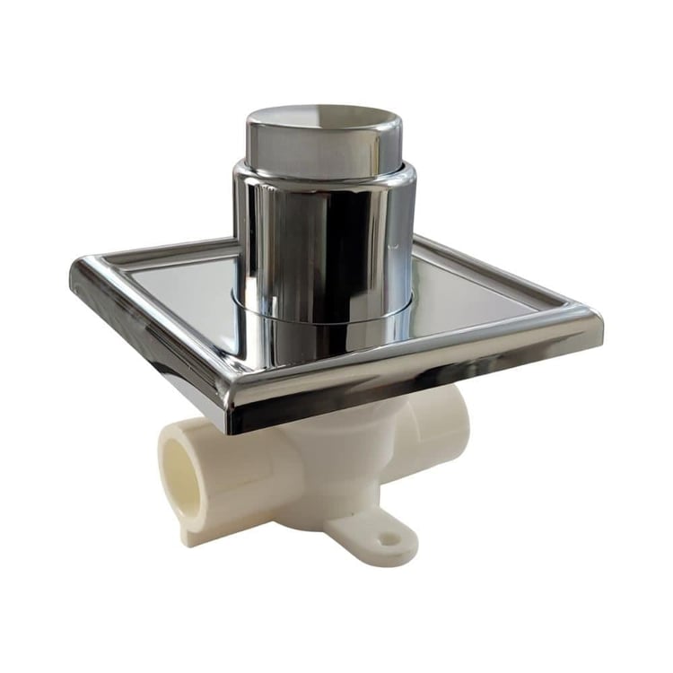basvana2501-Ankastre 25 mm Bas Bırak Vana Krom Başlıklı Kare Rozetli