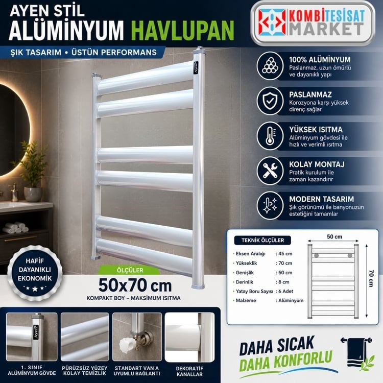 albp-stl5070-Ayen Stil Alüminyum Havlupan 50x70 cm