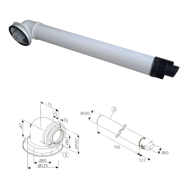 YATAY BACA SETİ-Bosch-Bosch Yatay Baca Seti Yoğuşmalı C1200W Ø60/100-7738113719