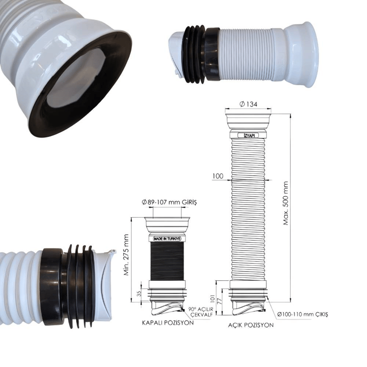 kada30-Çekvalfli Körüklü Kada 100 mm