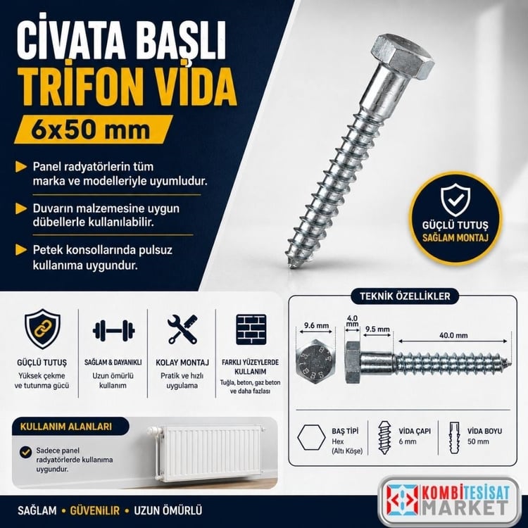 vidatrf650-Civata Başlı Trifon Vida 6x50