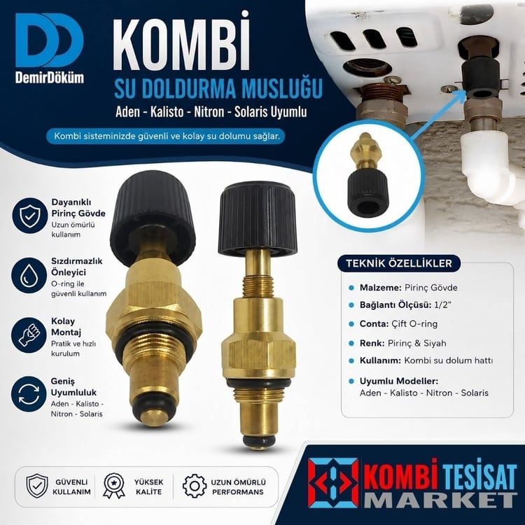 SUD01-Demirdöküm Kombi Su Doldurma Musluğu Aden-Kalisto-Nitron-Solaris