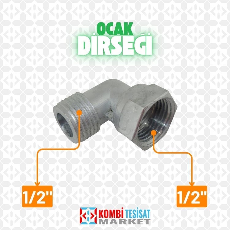 GAZ FLEXİ ve HORTUMLARI-Diğer-Doğalgaz Ocak Bağlantı Dirseği 1/2