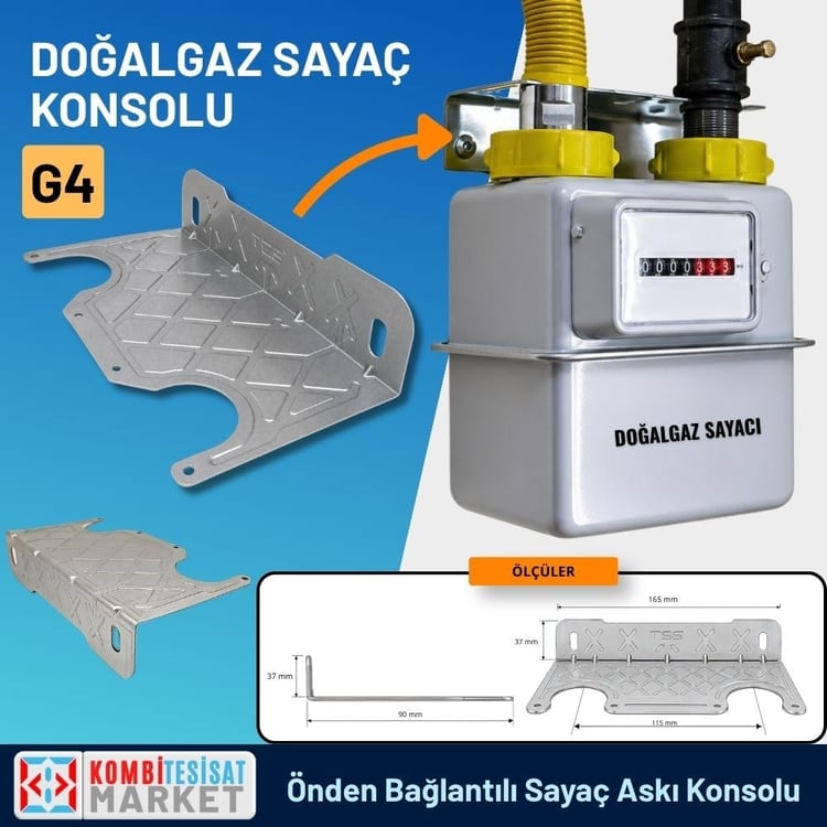 skon003-Doğalgaz Sayaç Askı Konsolu - Önden Bağlantılı G4