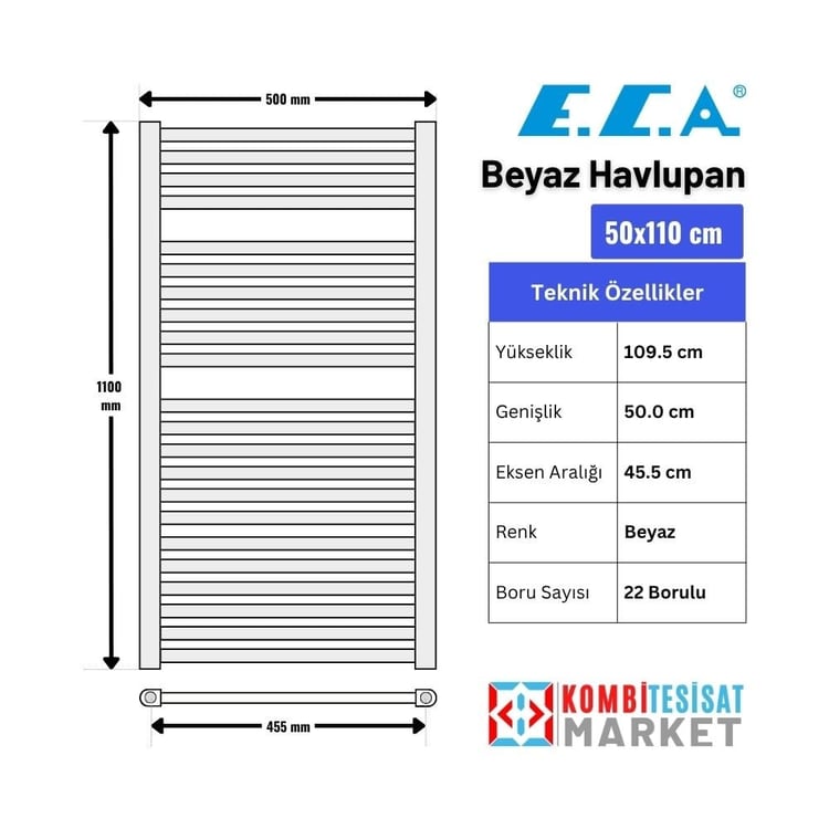 ECABP50110-Eca 50x110 Düz Beyaz Havlupan