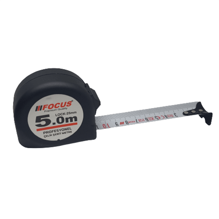 Focus Şerit Metre 5 mt x 25 mm 1.Kalite Siyah-SYH-SD-Q5025